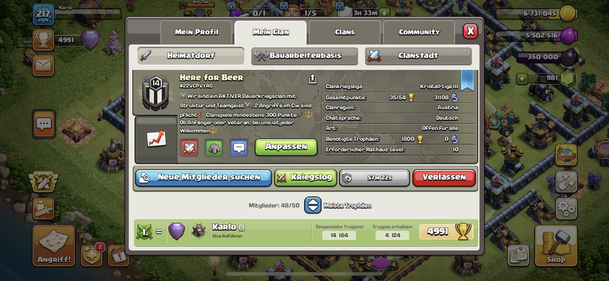 Falls wer Bock auf nen aktiven Clan hat 😉