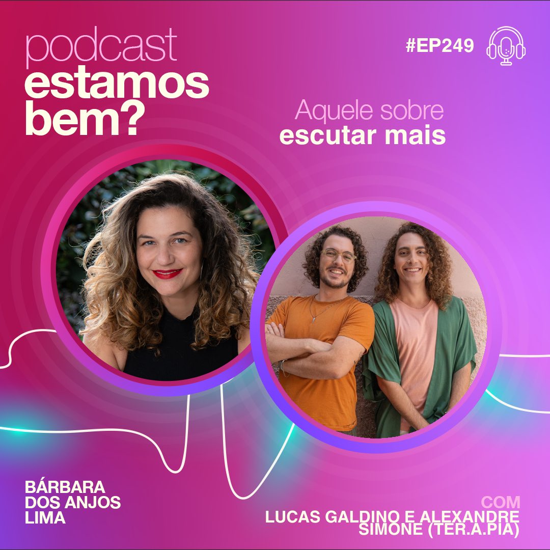 Falar é fácil, mas você tem praticado escutar as pessoas ao seu redor? <a href="/galdinolucass/">Lucas Galdino</a> e <a href="/ale/">anh-minh le</a>.csimone, do @historiasdeterapia, são os convidados da semana da @dabarbara. Já ouviu o episódio da semana? Conta aqui o que achou