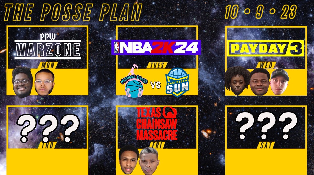 ThePosse_'s tweet photo. NEW WEEK 

NEW POSSE. 

POSSE BASKETBALL WITH PRE-SHOW AT 7:30CT GAME AT 8:00CT. 

TEXAS CHAINSAW MASSACRE FRIDAY ❗️❗️❗️❗️❗️ https://t.co/CDUcZcX4ED