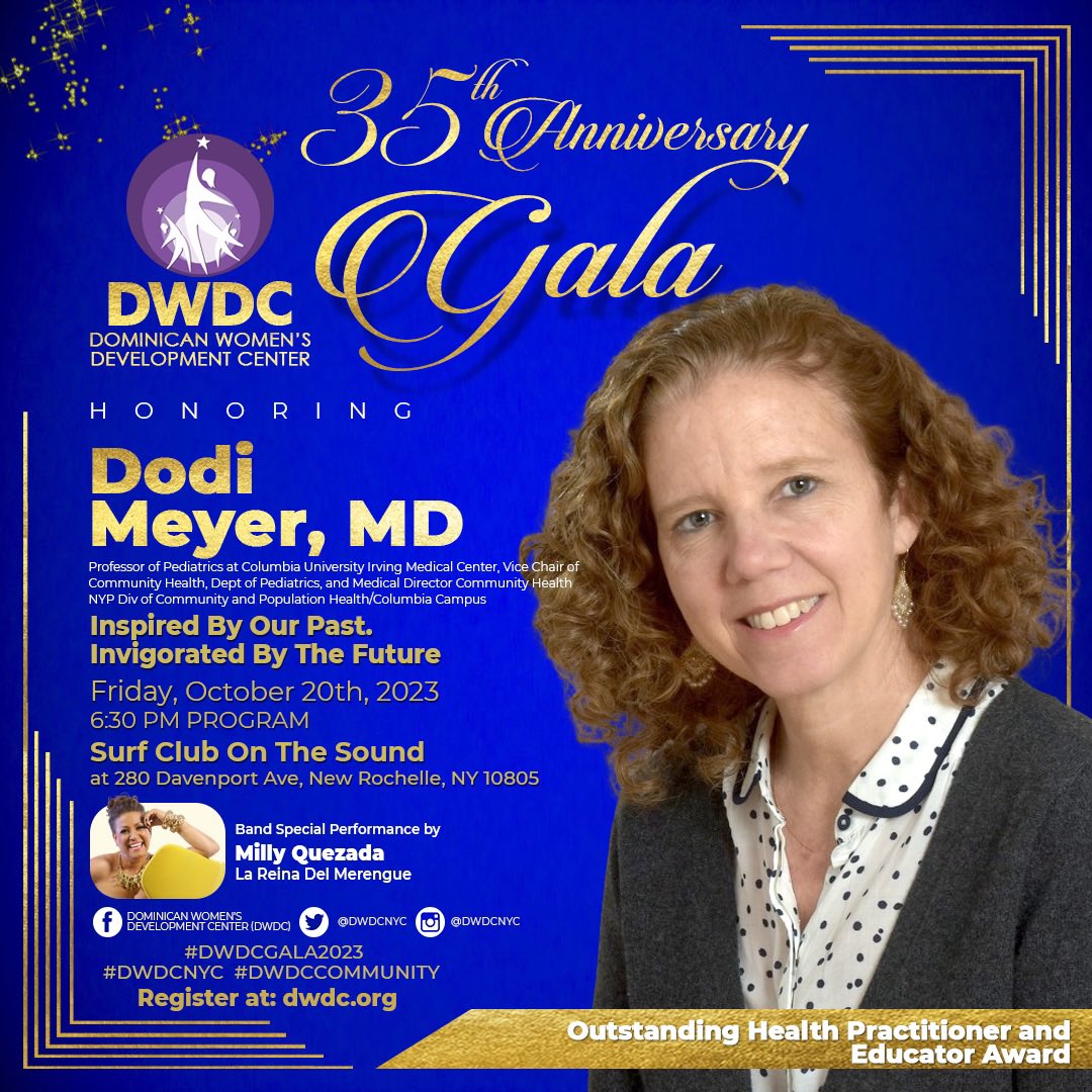 Join Us As We Celebrate Dr. Dodi Meyer A Leader Building Bridges to End Disparities in HealthCare at our 35th Anniversary Gala.  on Friday, October 20th. 

Tickets: fundraise.givesmart.com/e/sRc7Rg?vid=1…