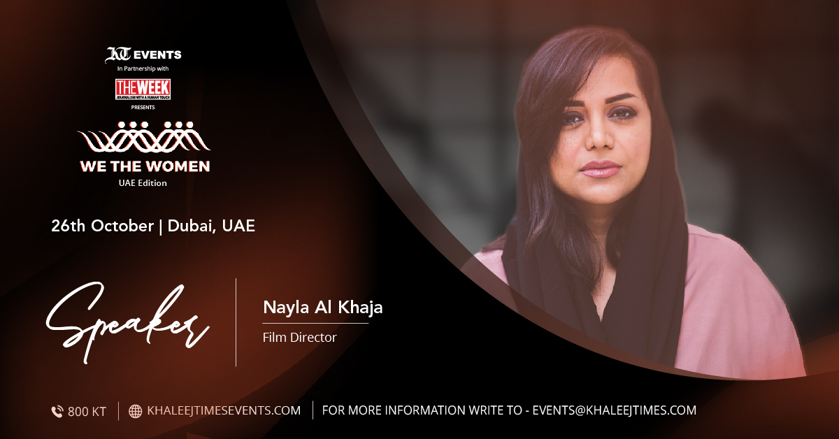 khaleejtimes's tweet photo. Get ready to be inspired by a cinematic visionary! We are thrilled to announce Nayla Al Khaja, the trailblazing Film Director as one of our esteemed speakers at our upcoming "We The Women" Conference! Join us &amp; immerse yourself in Nayla's cinematic journey https://t.co/tFp58YIiwb https://t.co/peBrF2HH6K