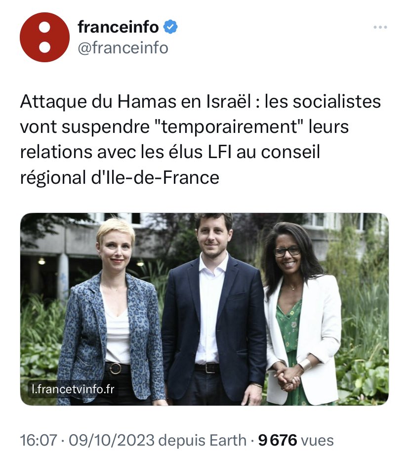 C’est parce que LFI refuse de donner un blanc-seing à l’armée israélienne pour faire un carnage dans la bande de Gaza ?
Et bien allez vous faire foutre.