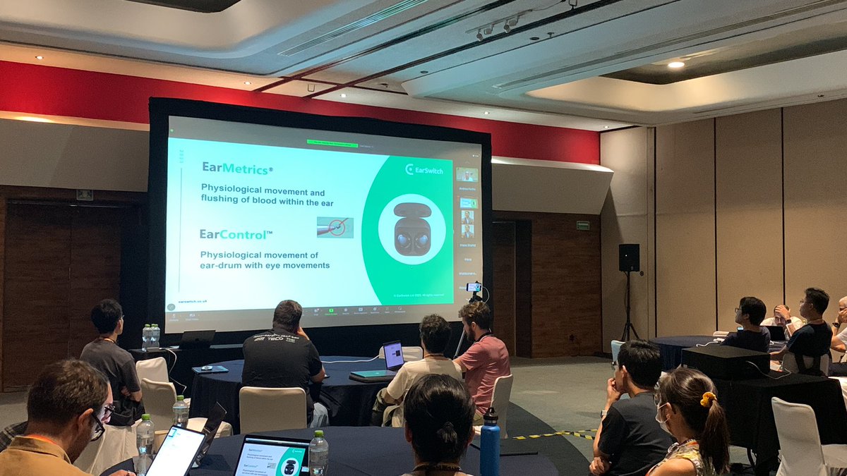 earcomp's tweet photo. #EarComp is now underway at #UbiComp23, beginning with a keynote by Dr. Nick Gompertz (@earswitch)! https://t.co/nHKzGBzxeu