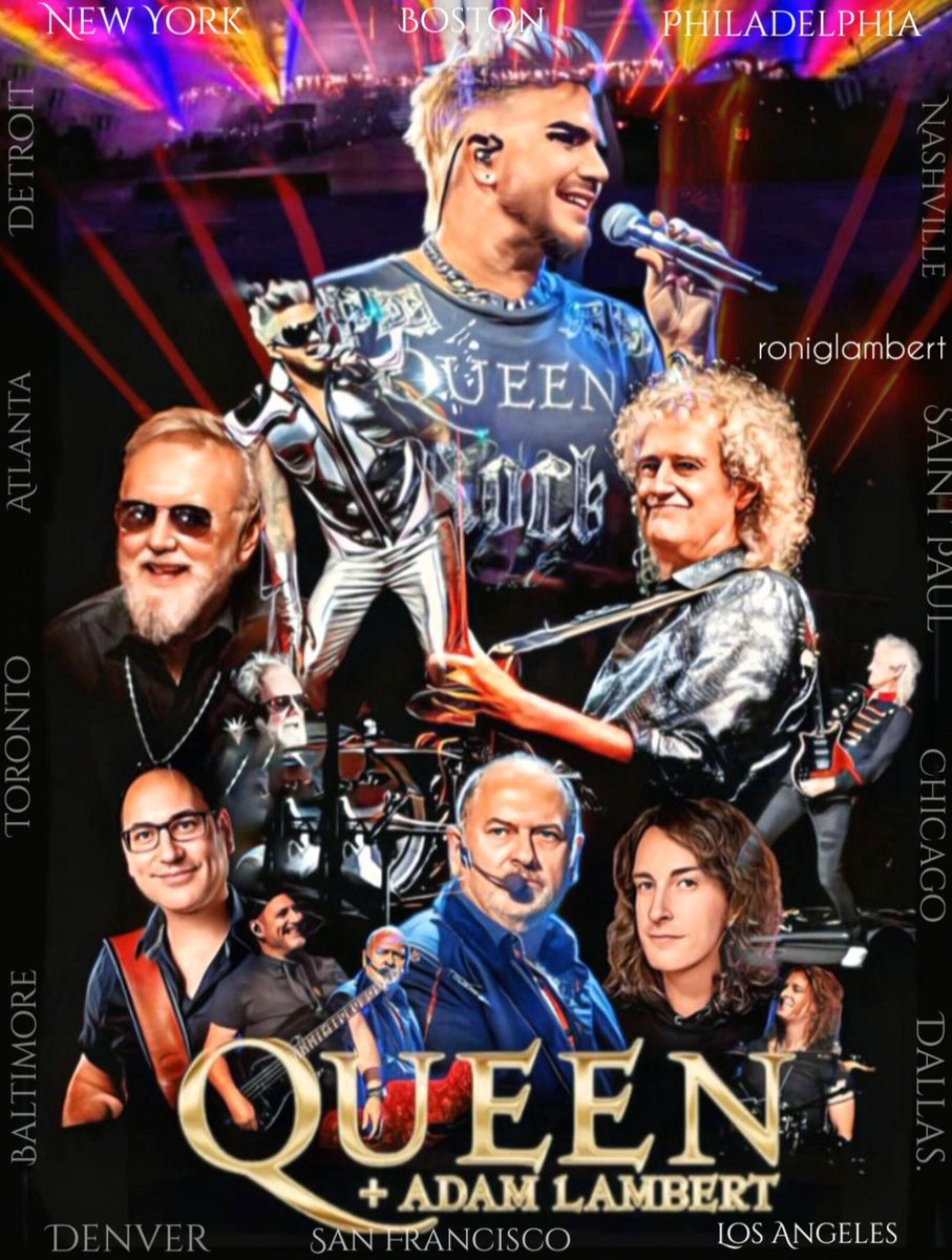 roniglambert's tweet photo. QAL The Rhapsody Tour 2023.❤️❤️
Pics credit to owners, my edit
@adamlambert @OfficialRMT @DrBrianMay @tylerwarrenrock @QueenWillRock #adamlambert #queenbert #QAL #glambert #glamily #TheRhapsodyTour https://t.co/LBMeJPknTg