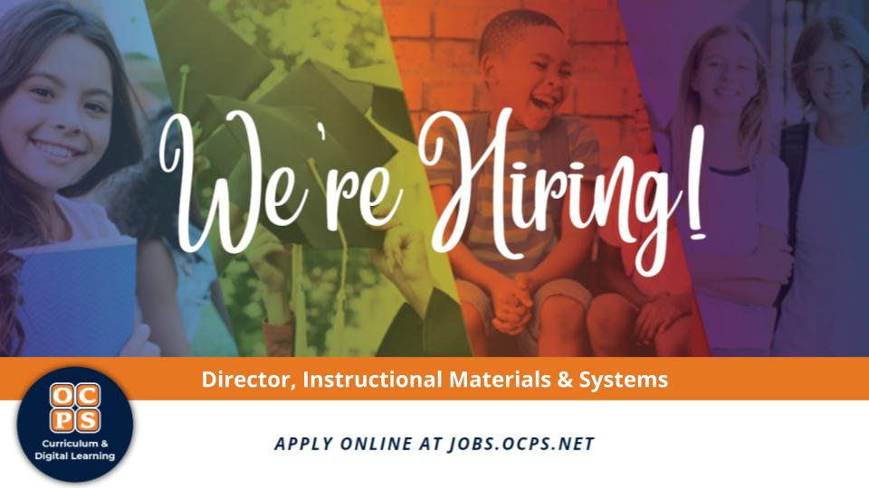 CDL is hiring a new Director of Instructional Materials &amp; Systems. The job application window closes on October 19, 2023. bit.ly/OCPSDirector