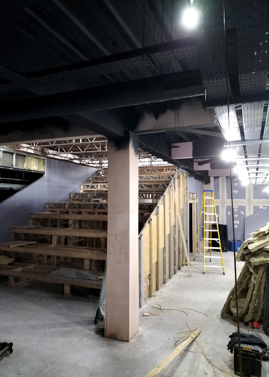 spacecongleton's tweet photo. What's been happening at the new office?

We've come a long way from the shell we started with - it's all starting to look like an office space. Separating walls are finished, the stairs are almost done, and we've got all windows in!

#OfficeRenovation #CoWorkingLife https://t.co/Yg3zKSFw3i