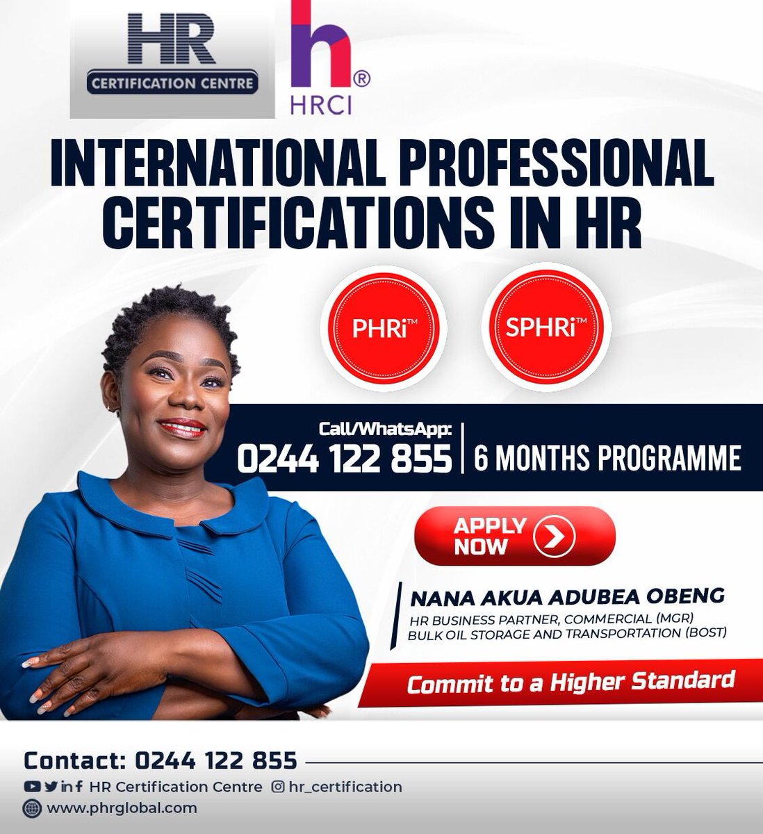 Empower your HR journey on a global scale! 🌎 Elevate your skills and career with our International HR Certifications.

Stand out, Stay ahead and Shine Globally 🌐💼
Commit to a Higher Standard

Call/WhatsApp: 0244 122 855 to register 
#phri #sphri #hrcertifications