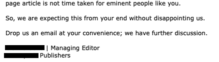 "So, we are expecting this from your end without disappointing us."

Science is a weird industry.