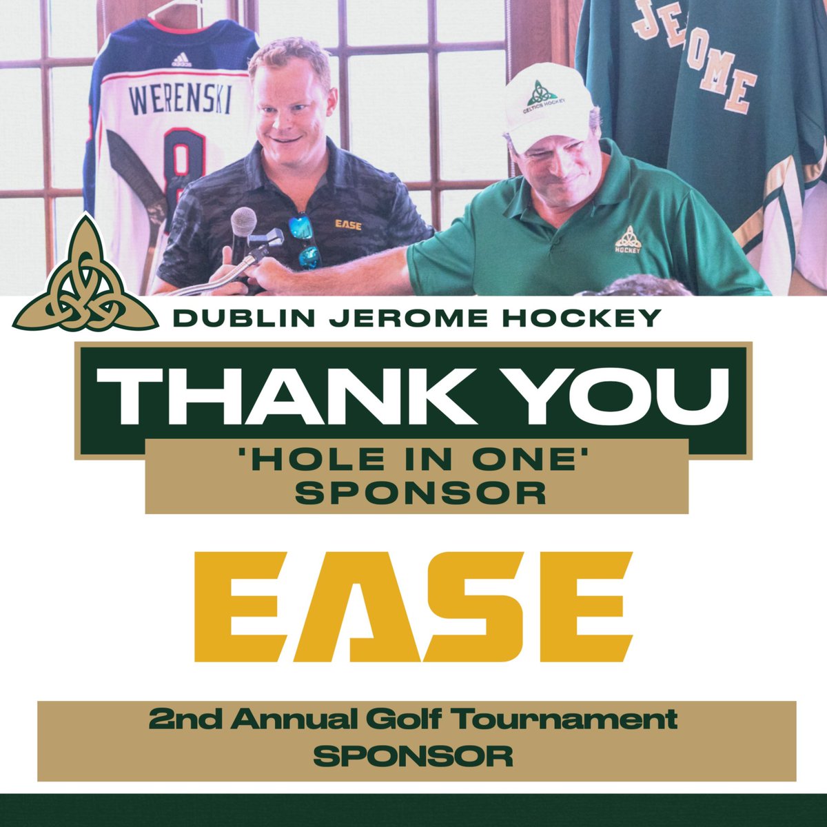 We would like to thank the sponsors of our 2nd Annual Jerome Hockey Golf Tournament without whom the weekend would not have been such a huge success. Starting us off, thank you to EASE LOGISTICS, a Hole In One sponsor! @EaseLogistics