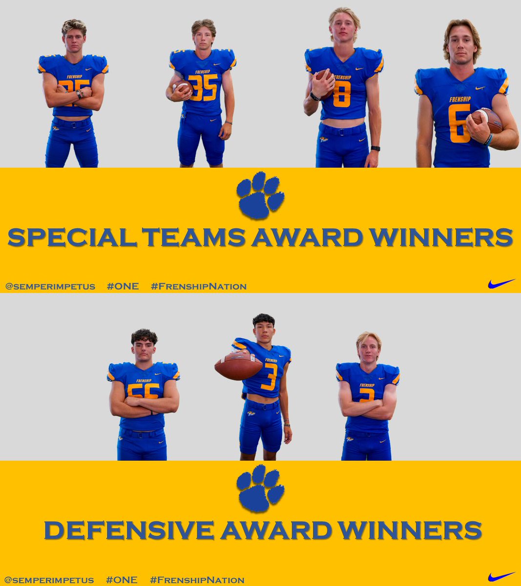 SemperImpetus's tweet photo. Week 6 Awards! 🔵🟡
#ONE🐾🐾 https://t.co/VjKDkY2jS3
