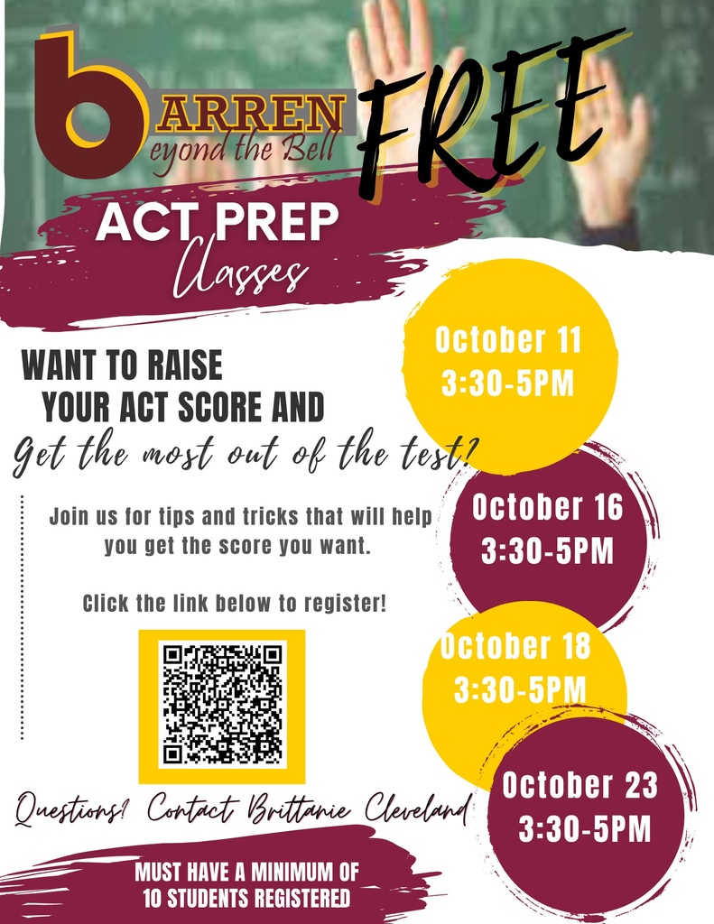 Are you ready to take your ACT? Take advantage of free ACT prep classes now! Sign up today to get ahead of the competition and take the next step in your educational journey. 
#WeareBC #WhereOpportunityCreatesSuccess #BeComeLifeReady