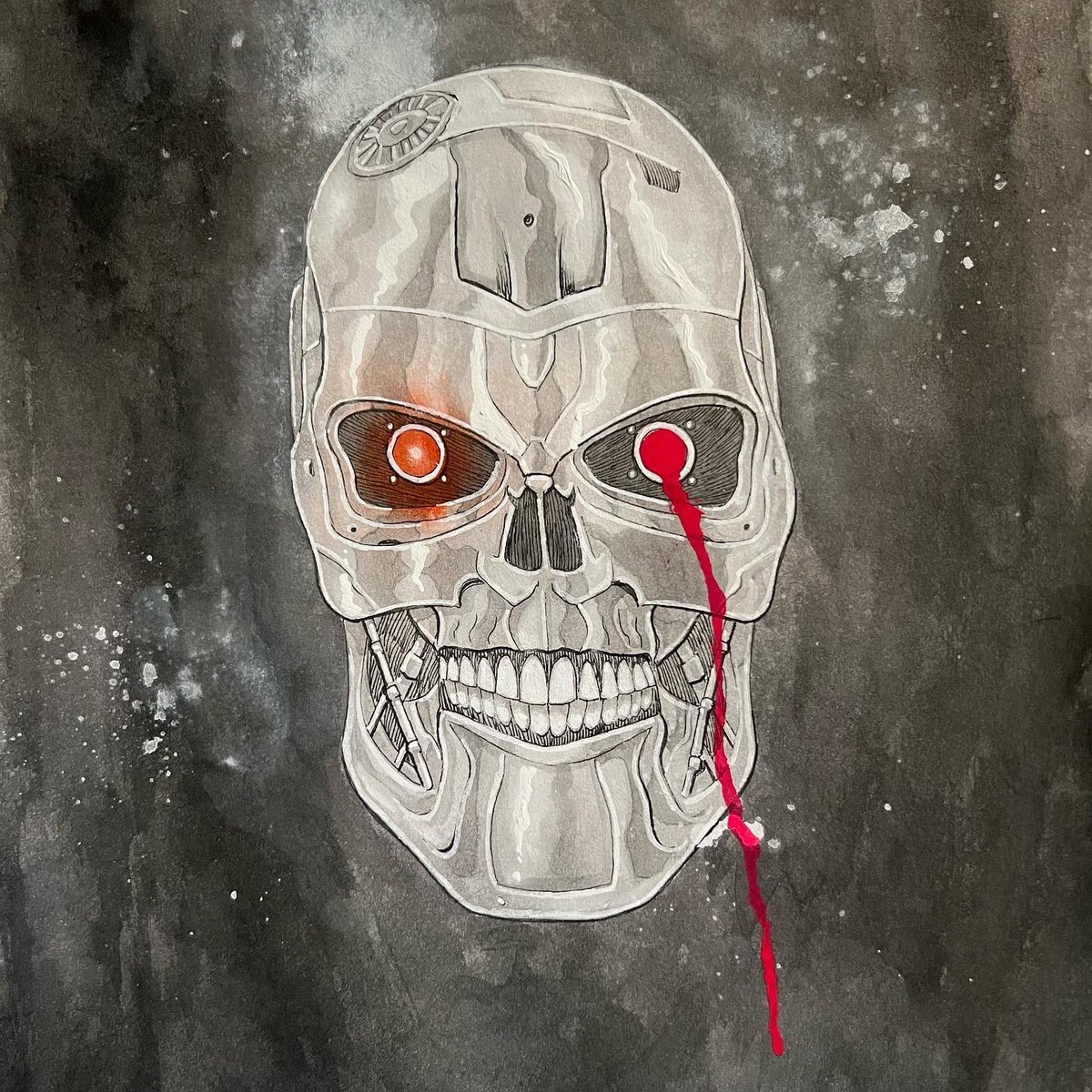 Templesmith's tweet image. Helltober day 9: T-800

That scene from Kyle’s future after judgment day still scares the shit out of me. &amp;amp; it’s now closer than ever. ( probably just without the killer machines, AI just needs to crash the markets &amp;amp; infrastructure to end us )

#helltober #t800 #Terminator