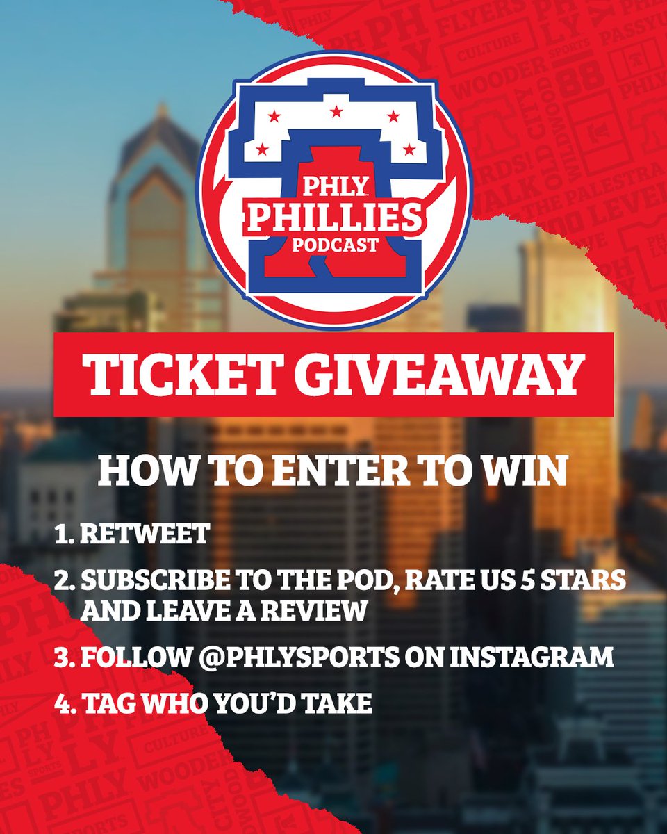 PHLY_Phillies's tweet photo. 🚨GAME 3️⃣ TICKET GIVEAWAY🚨

Want to go to Game 3️⃣ on Wednesday? Here's your chance to win ✌️ tickets to the game!

Just follow to instructions below and the winner will be announced LIVE on our show tomorrow at 11:30 AM‼️

SUBSCRIBE ➡️ https://t.co/gKkugRyEey | #RedOctober https://t.co/0kVdeSYcet