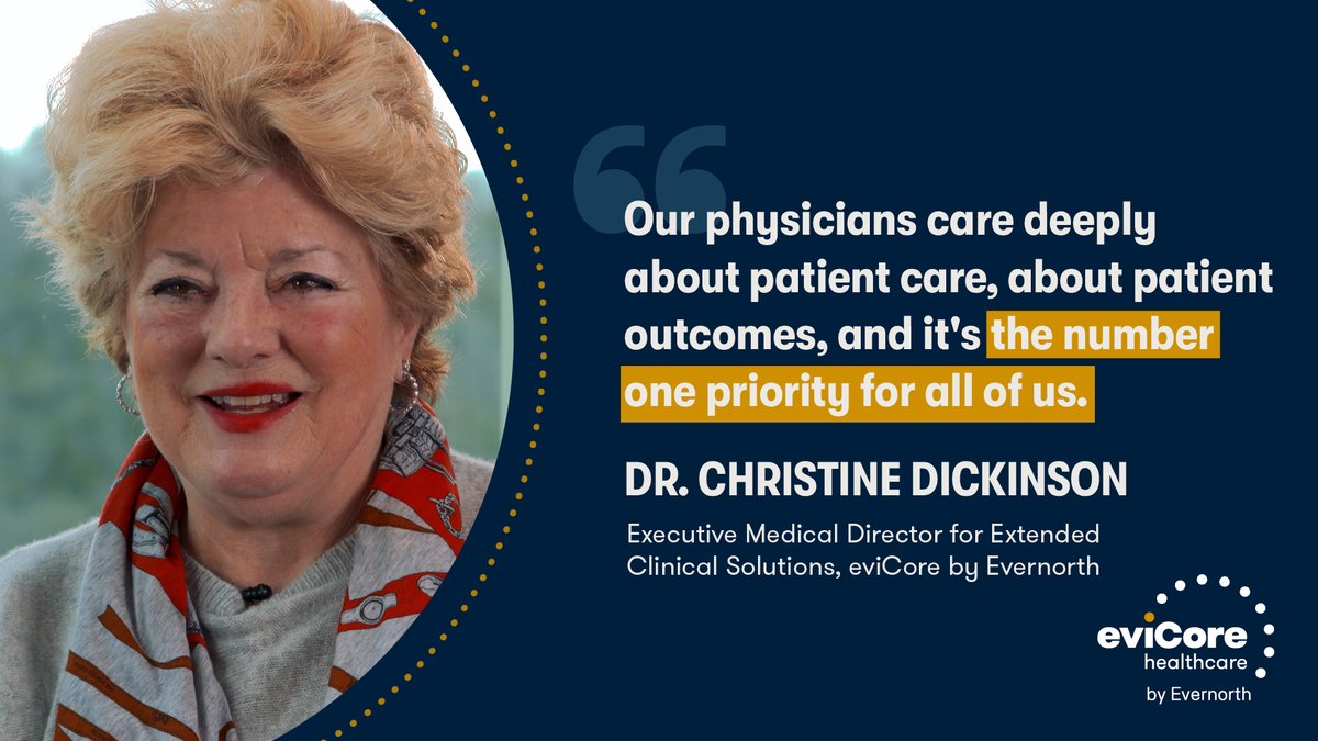 For eviCore’s Dr. Christine Dickinson, working with physicians to help patients get the best care possible is the most fulfilling part of her job. Hear from other members of eviCore’s medical leadership team in this video: bit.ly/3RSy3fg