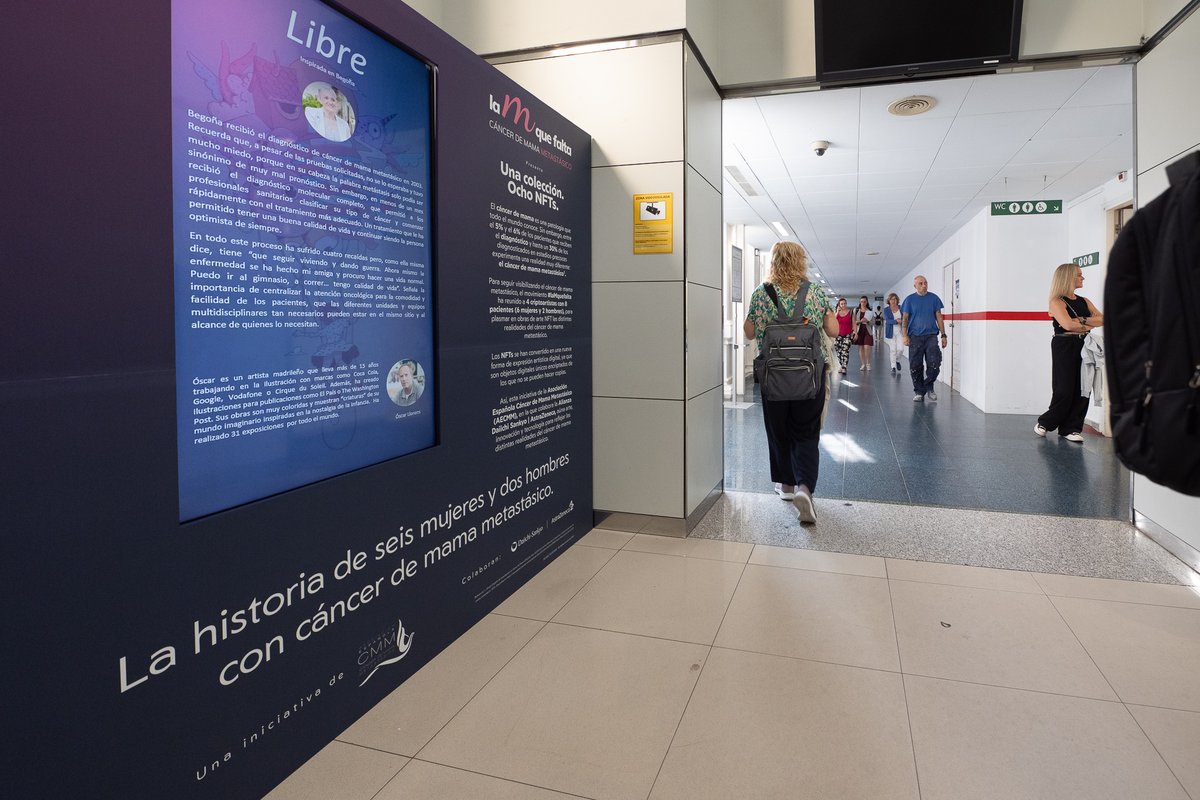 DaiichiSankyoES's tweet photo. Inaugurada en @hospitalclinic, de #Barcelona, la exposición de #NFTs sobre  #CáncerDeMamaMetastásico de #laMquefalta. Una iniciativa de @CMMetastasico en la que colaboramos la Alianza #DaiichiSankyo | @AstraZenecaES, con @asociacioninvi, y que se puede visitar hasta el 14oct🗓️ https://t.co/BziwXkpj4h