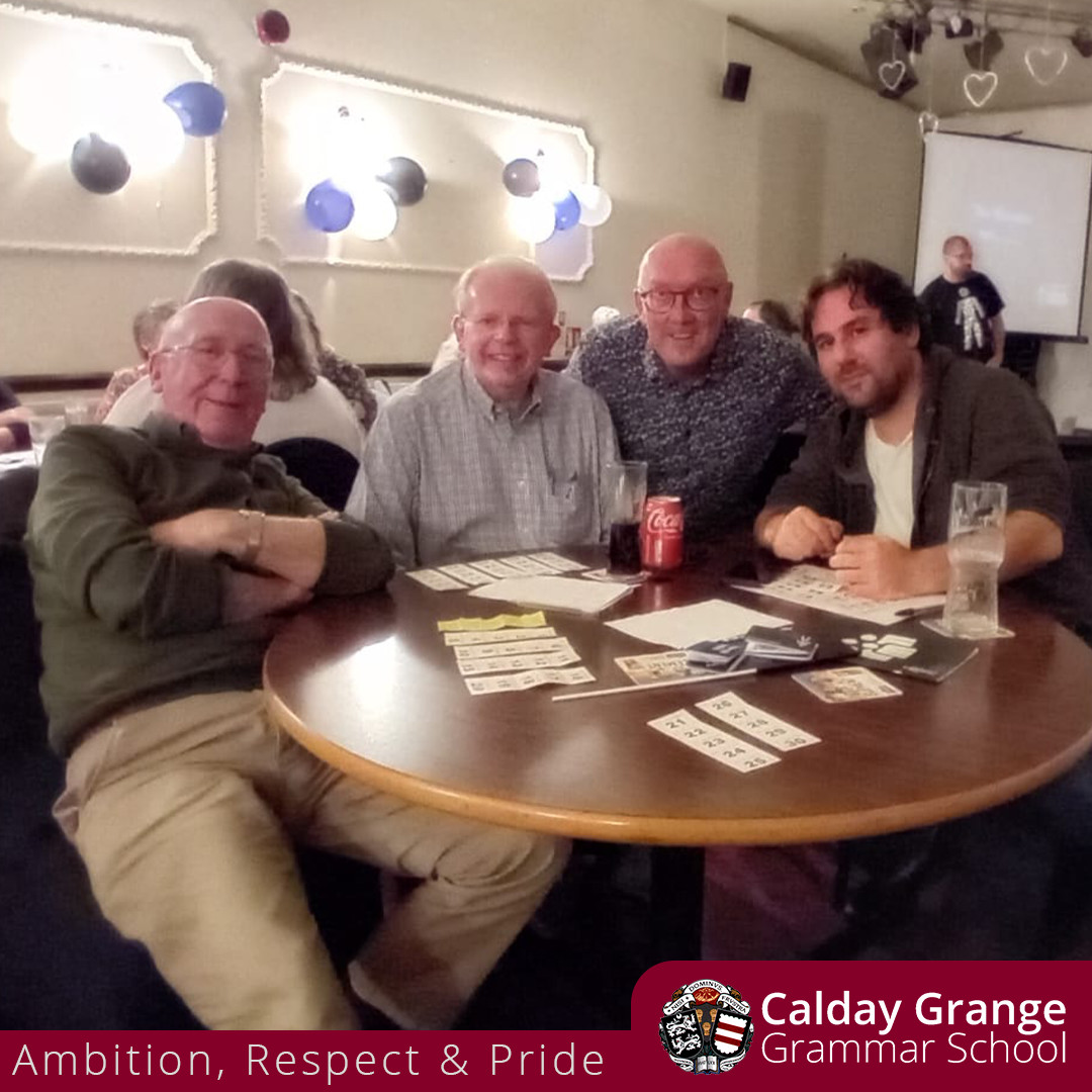 Last Fri (06 Oct), ex-Calday staff &amp; a former pupil joined a quiz by Mold &amp; Buckley Round Table in memory of Mike Devitt who passed in July '22. The event raised over £850 for Prostate Cancer UK. Pictured: R. Lewton, B. Thompson, R. Pickstone &amp; J. Stitcher.