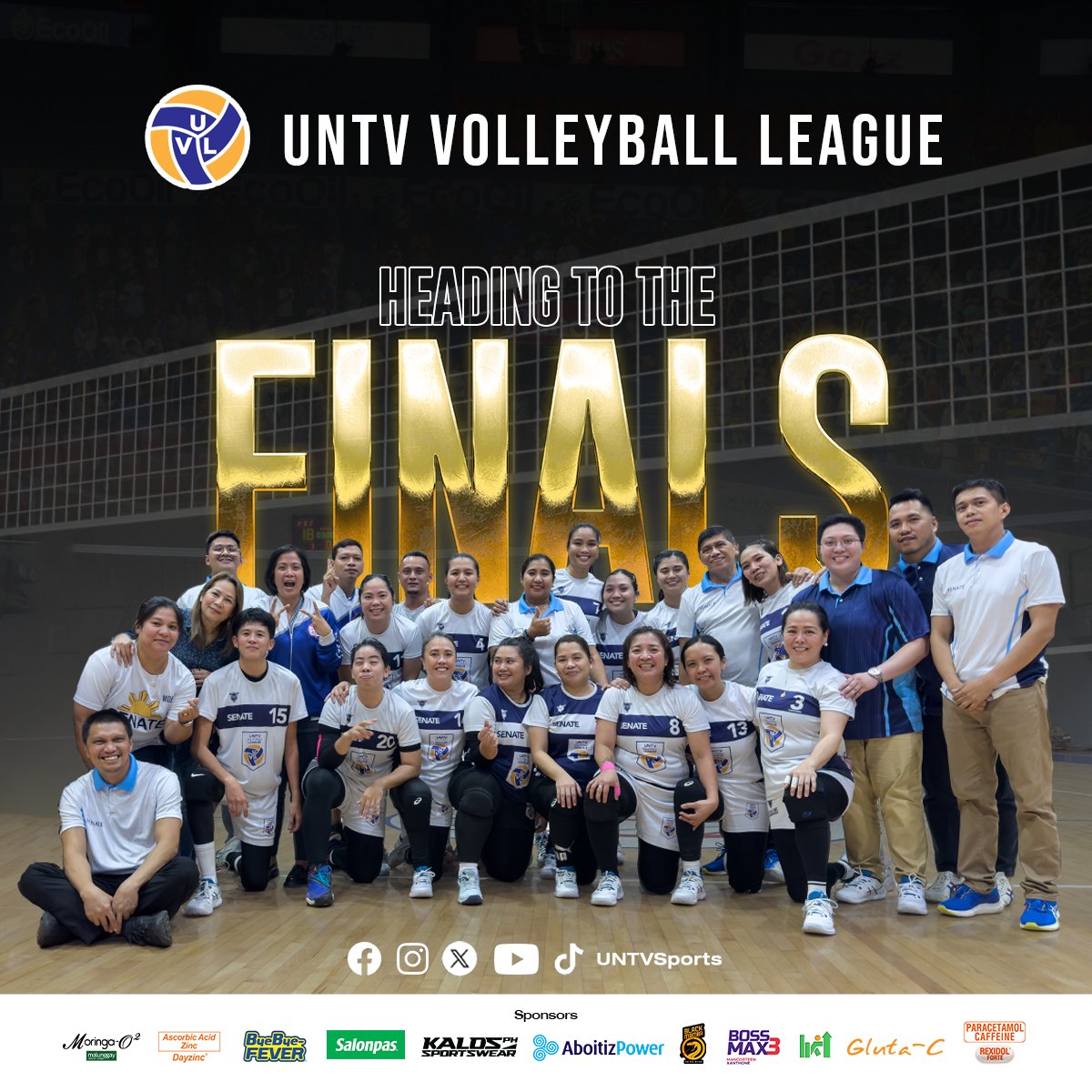 UNTVSports's tweet photo. 🏆 See you at the #UNTVVolleyballLeague FINALS 🏆

Oct. 12, 5PM 👉 Game 1 at FilOil Sports Center, San Juan City
Oct. 15, 4PM 👉 Game 2 at PhilSports Arena, Pasig City

Win for the GAME! Win for CHARITY!
#UNTVSports+Charity #UNTVVolleyballLeague #UVL
https://t.co/inY7QR70aV https://t.co/lDljXTtqmh