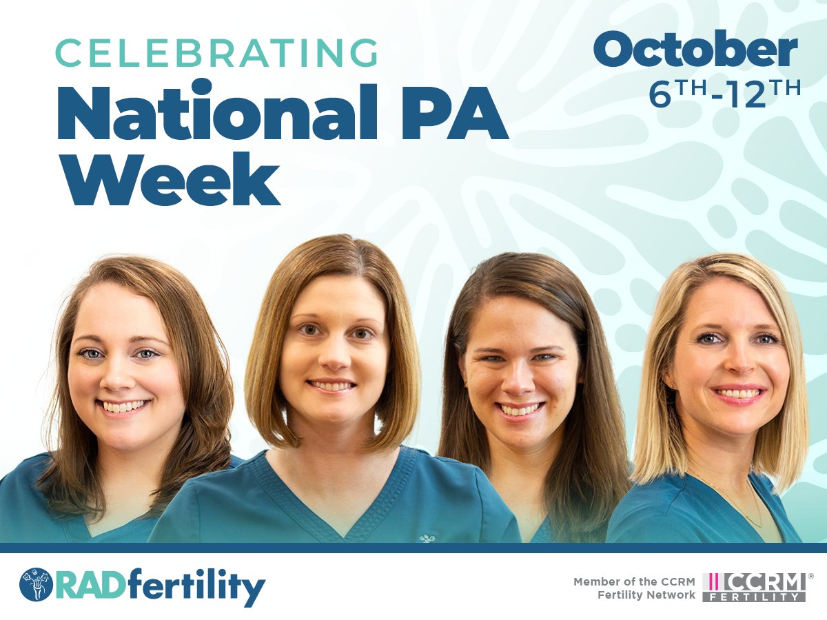 RADFertility's tweet photo. Hooray for these RAD PAs because it’s #PAWEEK! The PA profession has experienced rapid growth, with over 168,300 PAs dedicated to healthcare across the nation. Here’s to Ashley, Melissa, Beth and Robin - thank you for the love and care you provide every day!  #PAsGoBeyond https://t.co/aDA3HINyie