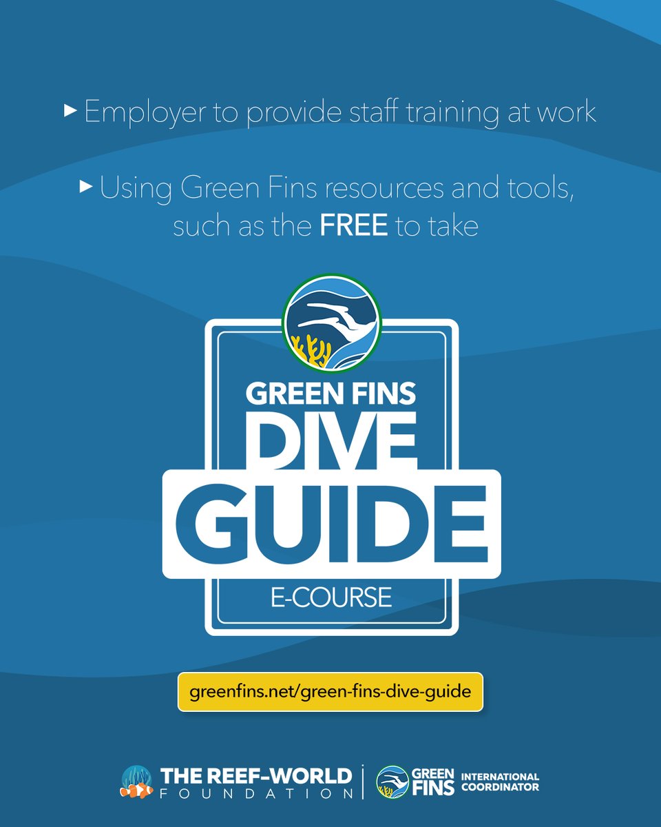 #Environmental training ensures that every staff member is aware of the marine environment in which they work and, therefore, is able to role model the behaviour that prevents damage. Take the free to #GreenFins Dive Guide e-Course! greenfins.net/green-fins-div…
