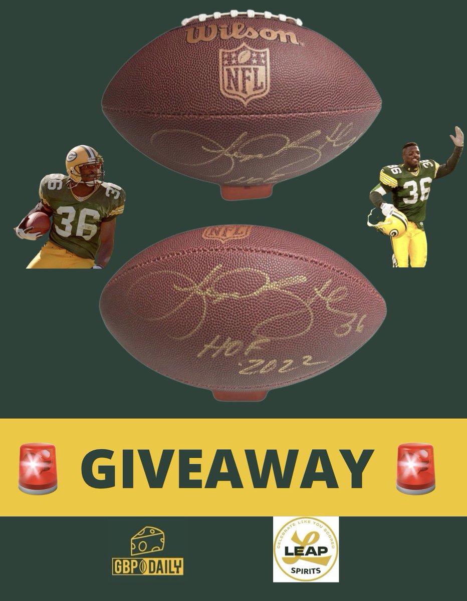 GBPdaily's tweet photo. Partnering up with @LeapSpirits to give away this signed LeRoy Butler football! 

To win you must : 

- RT this tweet 
- Follow our new F B page (link below) &amp; be following @LeapSpirits 

SIMPLE! Best of luck and GPG! 🧀 

@leap36 | #GoPackGo https://t.co/3KGDmgYsKB