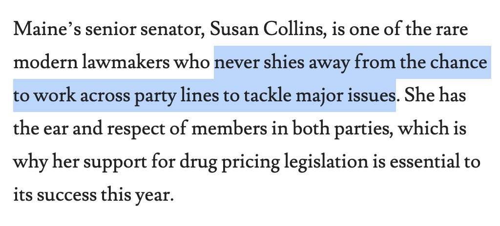 CollinsWatch's tweet photo. Mystifying and counterproductive unwritten rule in Maine media: Any column calling on Susan Collins to do anything must also lavish her with undeserved praise.

Do outlets insist on this? Have the types of Mainers who write columns just internalized it by themselves? #mepolitics https://t.co/xsvj8tVLO9