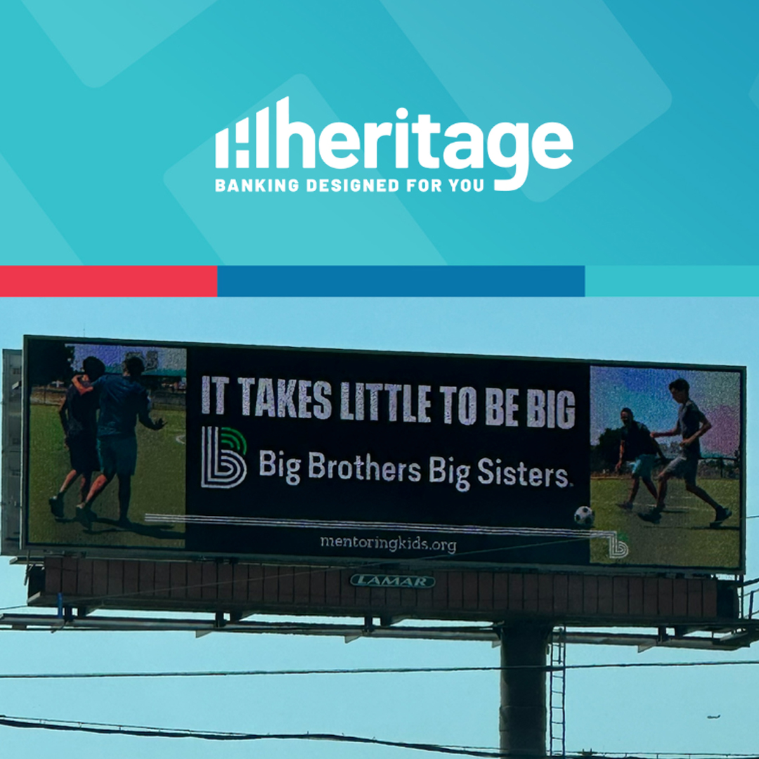Our billboard is up and running on Lloyd and Burkhardt. Thank you, Heritage Federal Credit Union for donating this amazing billboard.

Learn more at mentoringkids.org!
