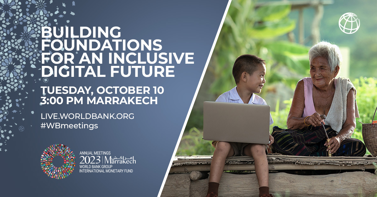 Being able to learn, work, and transact online has never been more critical to people's daily lives around the world.

Join us tomorrow, Oct 10, during the #WBmeetings to discuss expanding #DigitalAccess to help create a more equitable, livable planet: wrld.bg/qNpZ50PUEhA