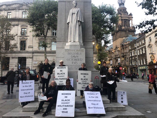 Our vigil marking International Day of Non-Violence. Remember that all women are welcome to stand with us. You can find us on Wednesdays from 6 to 7 pm at Edith Cavell statue, St Martin’s Place, London.