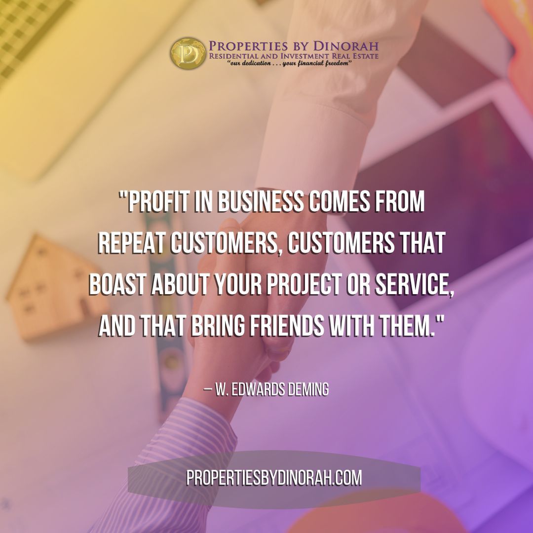 DiCarmenate's tweet photo. "Profit in business comes from repeat customers, customers that boast about your project or service, and that bring friends with them." - W. Edwards Deming 

#propertiesbydinorah #santaanahouses #dinosellssantaana #santaanahouseforsale #santaanasellers #santaanabuyers #ochousing https://t.co/ik2EEzn2ny