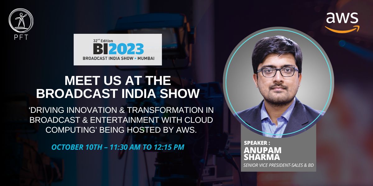 We're thrilled to announce that our Senior Vice President of Sales & BD, Anupam Sharma, will be a featured speaker at Broadcast India Show 2023. Join us on October 10th at 11:30 AM. Book a meeting with PFT today! eu1.hubs.ly/H05FvD80