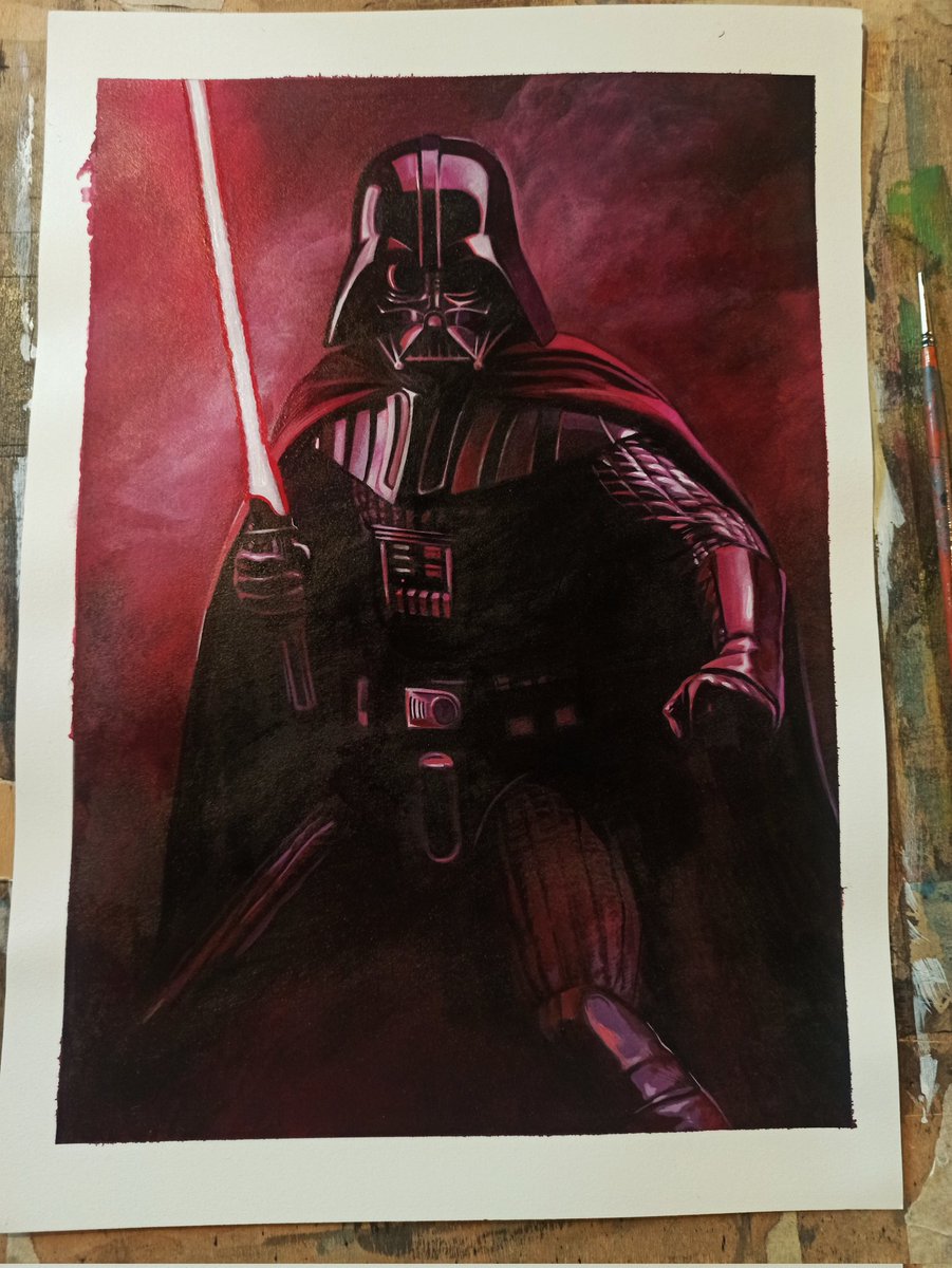 Darth Vader acrylic on paper, for sale on #nycc , let me know if you're interested. #StarWars