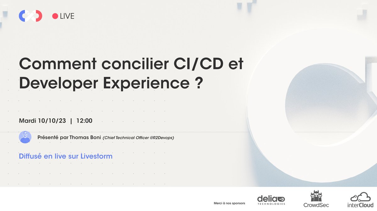 thomas_boni's tweet photo. RDV demain à 12h pour parler CI/CD @francedevops📢 

Pour s'inscrire c'est par ici : https://t.co/jD8JolxDMJ https://t.co/ONDo5HUbh5