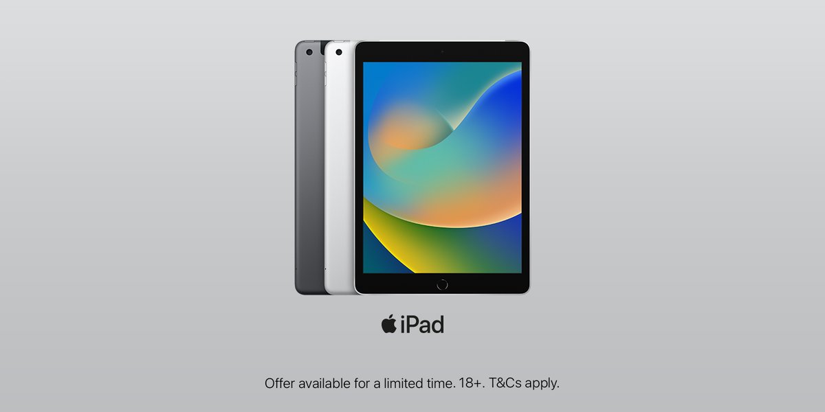 KRCSapple's tweet photo. The iPad you want. For the price you want.

iPad 9th Gen. A simple way to make someone's day. From £8.13/month with Easy Upgrade.

Learn more - https://t.co/uuOcoZBxOy

#iPad #Gifting #AppleUK https://t.co/BgC1rzCr3i
