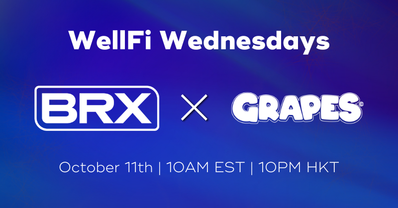🍇

On this weeks WellFi Wednesday's we have
<a href="/ben_cusack/">Ben</a> from <a href="/JoinGrapes/">The GRAPES</a> <a href="/animocabrands/">Animoca Brands</a>

Set to be a banger...

We will be giving away 1 x Grape NFT...

To enter...

Like, RT, tag 3 friends and set REMINDER!

🍇

x.com/i/spaces/1YpJk…