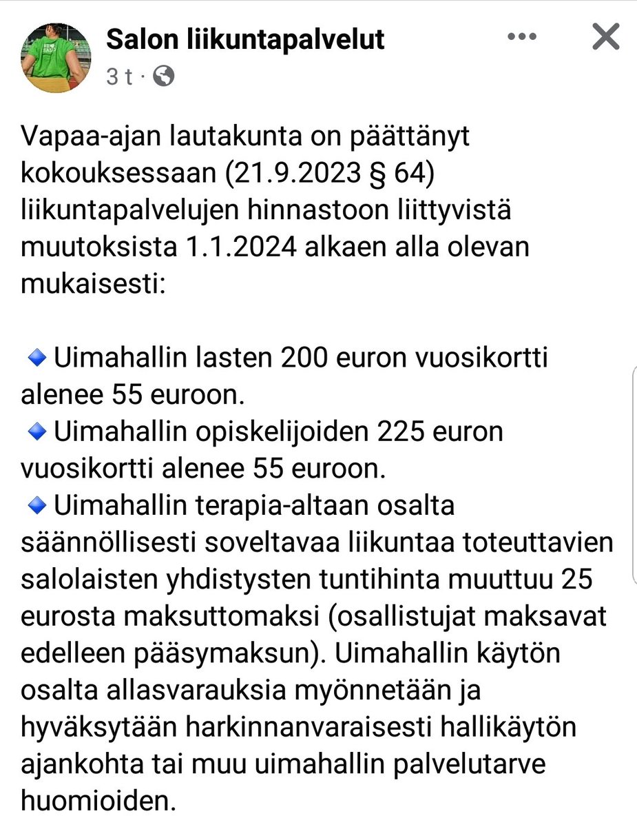 Salo ottaa lasten-, nuorten- ja erityisryhmien liikunnan tosissaan.  #salo @Salonkaupunki #viisaastivesillä