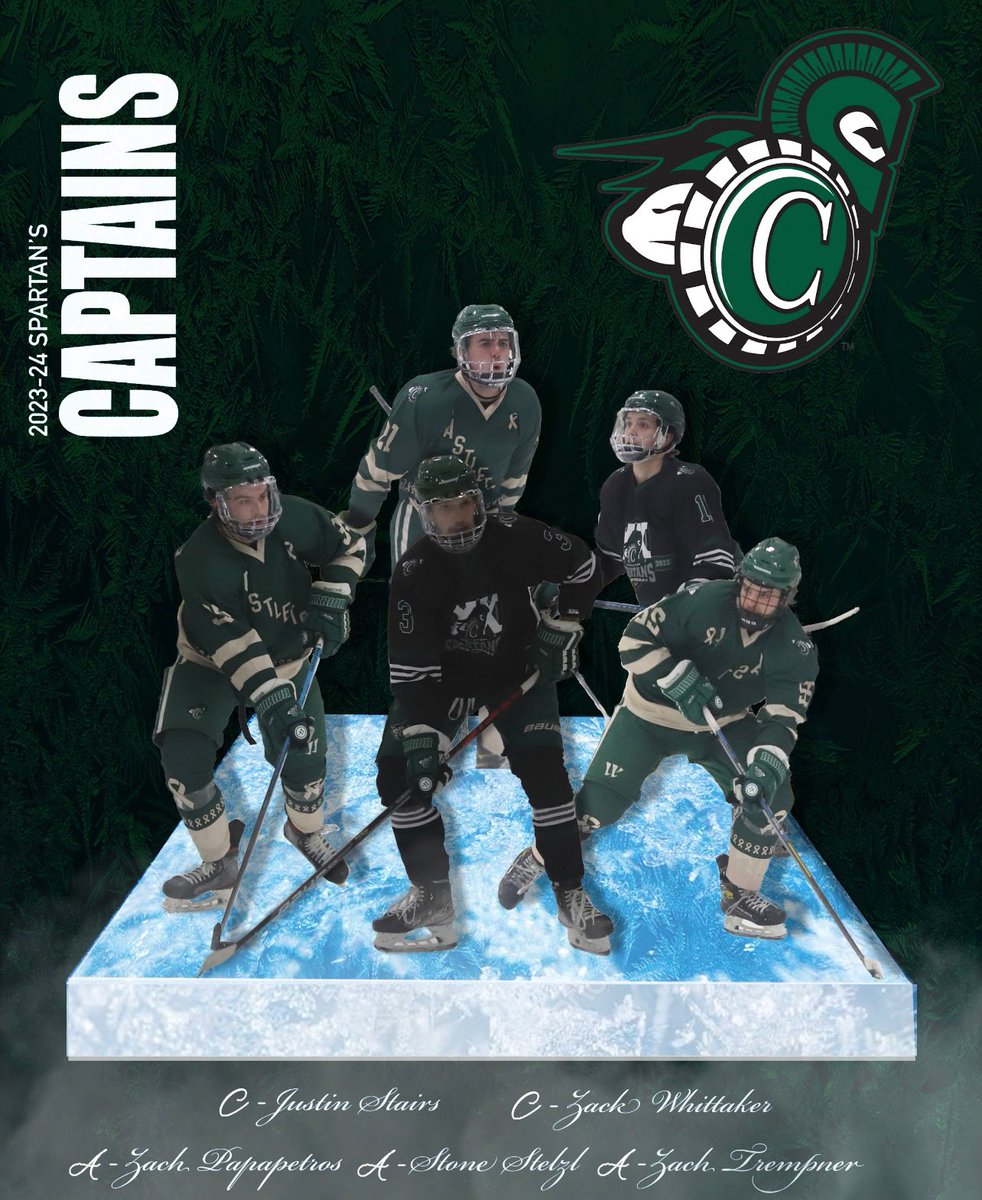 Spartan fans here are your 2023-2024 Spartan Captains

Captains
Sr. #11 Justin Stairs 
So. #39 Zack Whittaker

Assistant Captains
Sr. #21 Stone Stelzl
Jr. #22 Zach Trempner
Jr. #3 Zach Papapetros