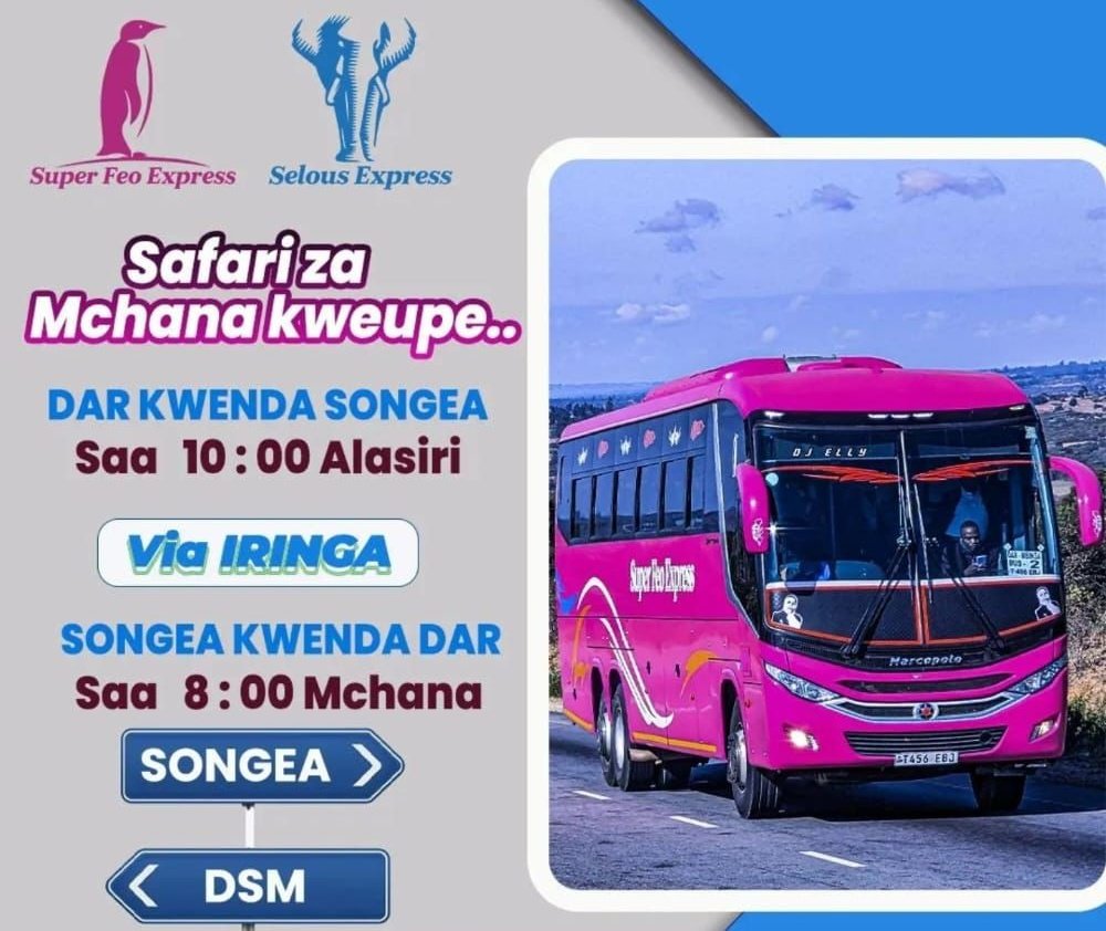 TBoundBuses's tweet photo. #SuperFeoExpress x #SelousExpress 
Safari za mchana 🌞☀️🌤
Songea         Dar : Saa 8 Mchana
Dar         Songea :  Saa 10 Alasiri

@SUPERFEOEXPRESS Destination mnafika saa ngapi? https://t.co/LCrZ9I6mdj