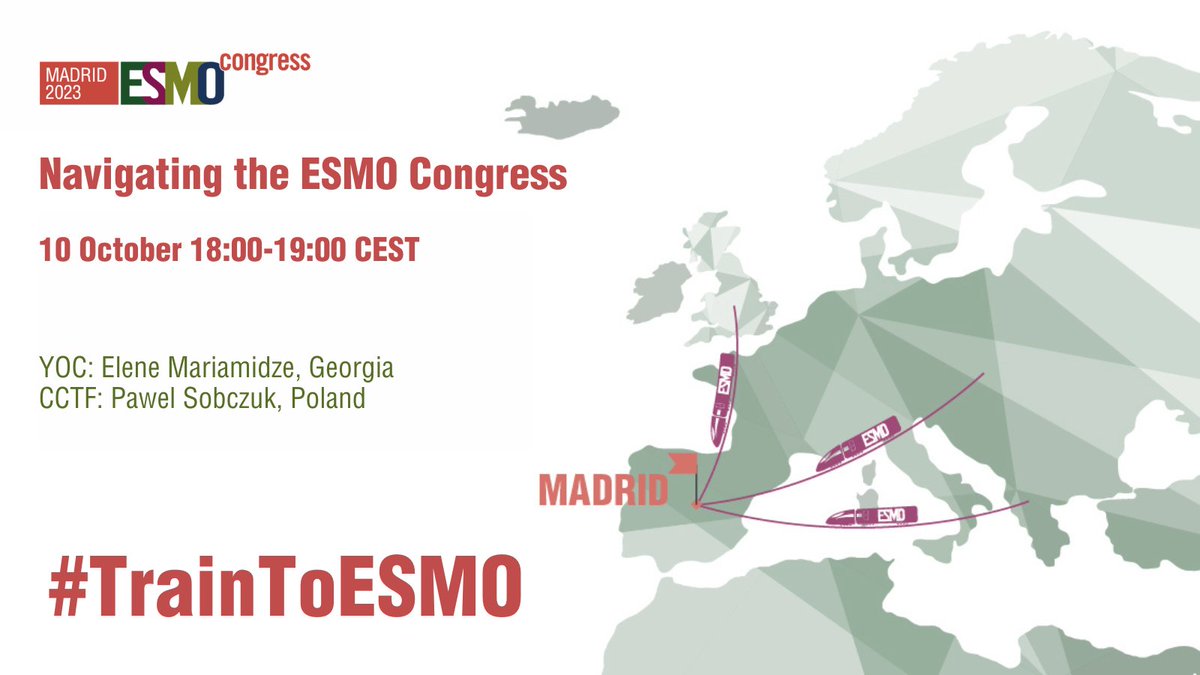 ESMO - Eur. Oncology (@myesmo) on Twitter photo Tomorrow 10 October at 18:00 CEST, <a href="/EMariamidze/">Elene Mariamidze</a> & <a href="/pawel_sobczuk/">Pawel Sobczuk</a> will host the final session of the virtual #TrainToESMO. They will guide the audience through the scientific & educational programme of #ESMO23, suggesting some “top picks” not to be missed. Tomorrow 10 October at 18:00 CEST, <a href="/EMariamidze/">Elene Mariamidze</a> & <a href="/pawel_sobczuk/">Pawel Sobczuk</a> will host the final session of the virtual #TrainToESMO. They will guide the audience through the scientific & educational programme of #ESMO23, suggesting some “top picks” not to be missed.