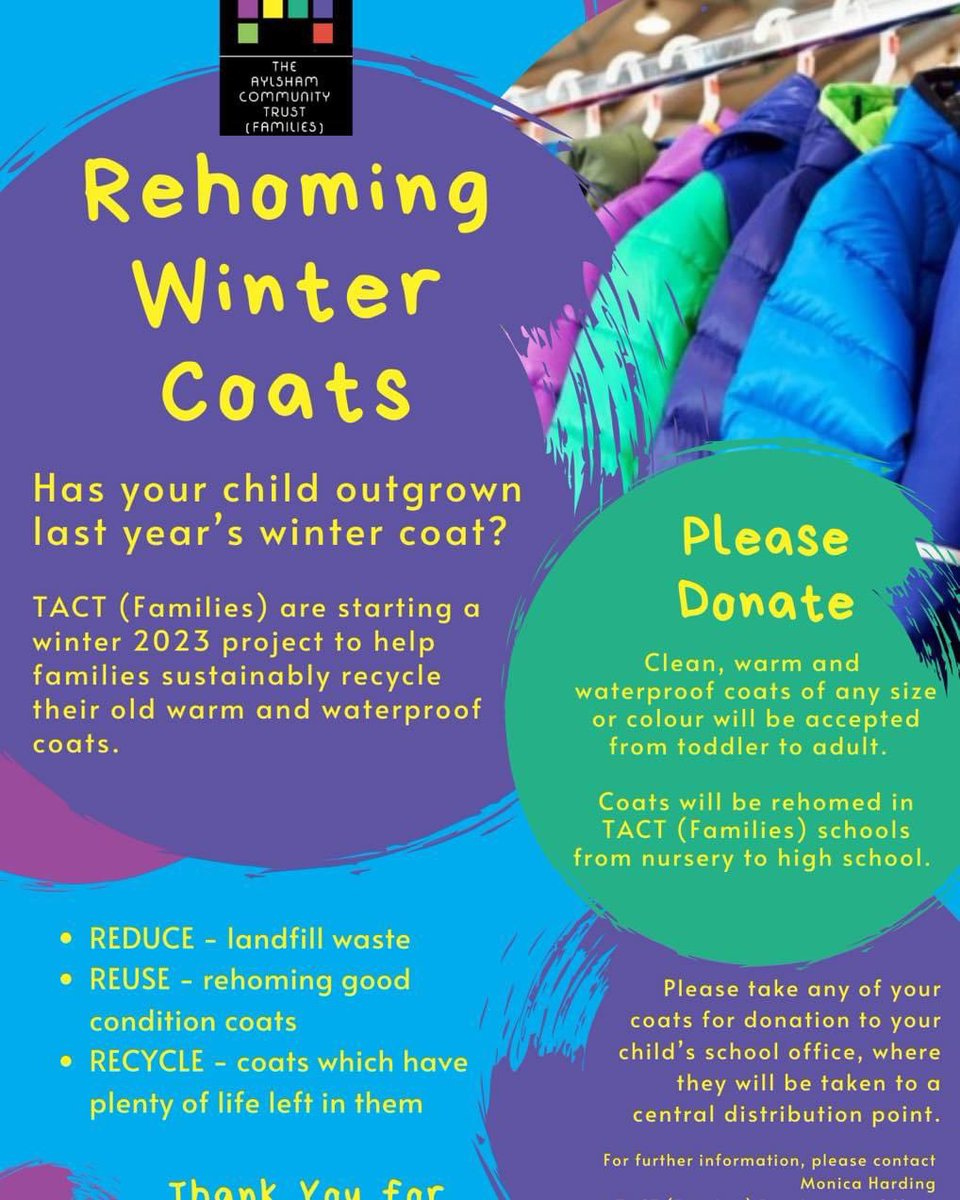 DofE_AHS's tweet image. Rehoming of winter coats can you help? 
#wintercoats #canyouhelp