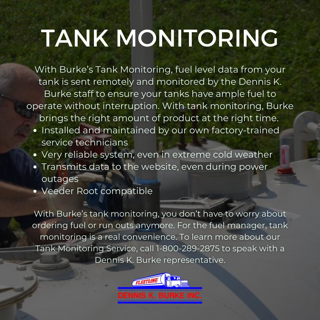 DennisKBurkeInc's tweet image. With Dennis K. Burke’s Tank Monitoring Service, you don’t have to worry about checking tanks or ordering fuel. Contact us today 1-800-289-2875 Contactus@burkeoil.com 📲💻⛽😄
#tank #tankmonitoring #tankmonitoringservices #fuel #lubricants #def