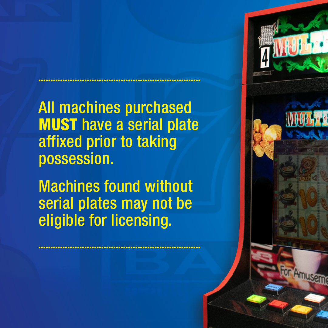 BGLCJAMAICA's tweet photo. All newly purchased gaming machines MUST have a serial plate from the manufacturer. Machines that do not have serial plates may not be legible for licensing. To secure your purchases, ensure to buy machines from licensed Technical Service Providers (TSPs) only. https://t.co/lPMyjSjkFd