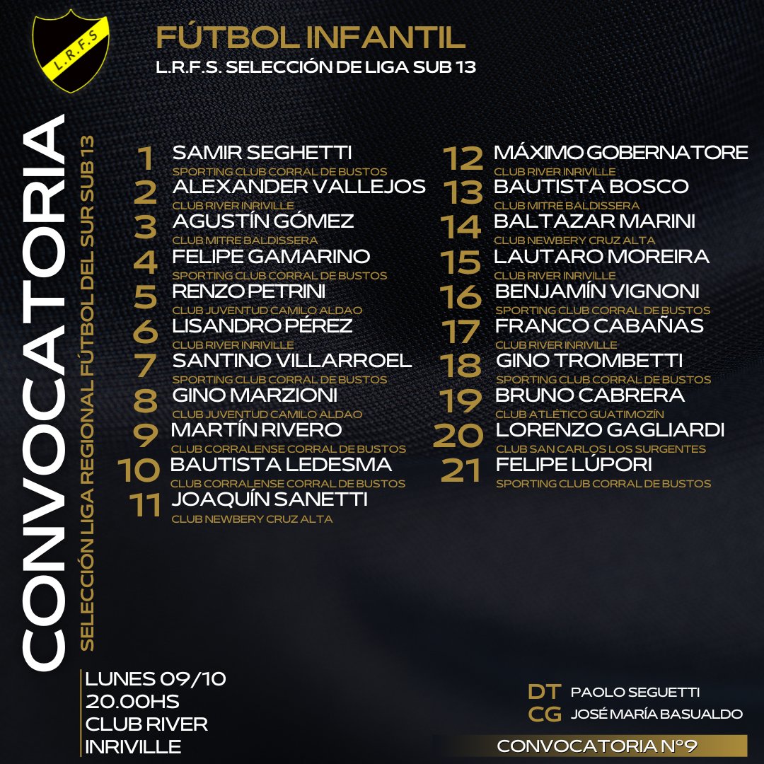 Oficial_lrfs's tweet photo. 📋Listas de convocados definitiva para el noveno y último entrenamiento de los Seleccionados #Sub13 y #Sub15 de la Liga de Sur.

#LRFS https://t.co/bB8Vkt5Cot