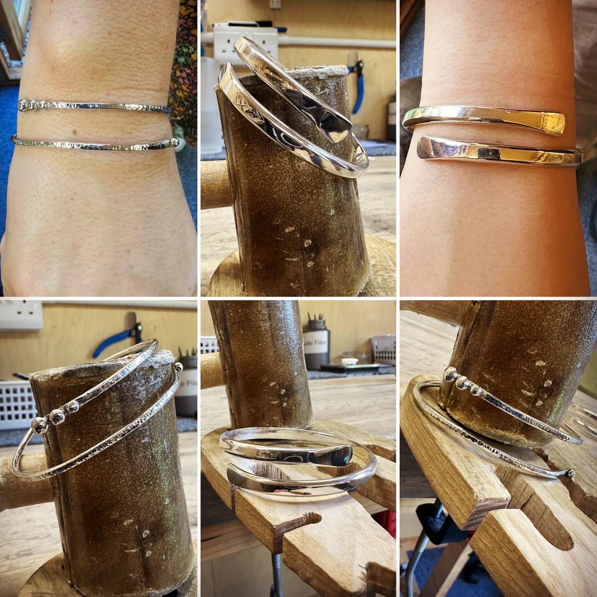DesignedSilver's tweet photo. I spent a lovely afternoon workshop yesterday with mum and daughter, Hannah and Emillie… who made these totally stunning wrap around bangles. Well done ladies … I loved them both 👏👏👏👏 https://t.co/GAv8Qjzg7m