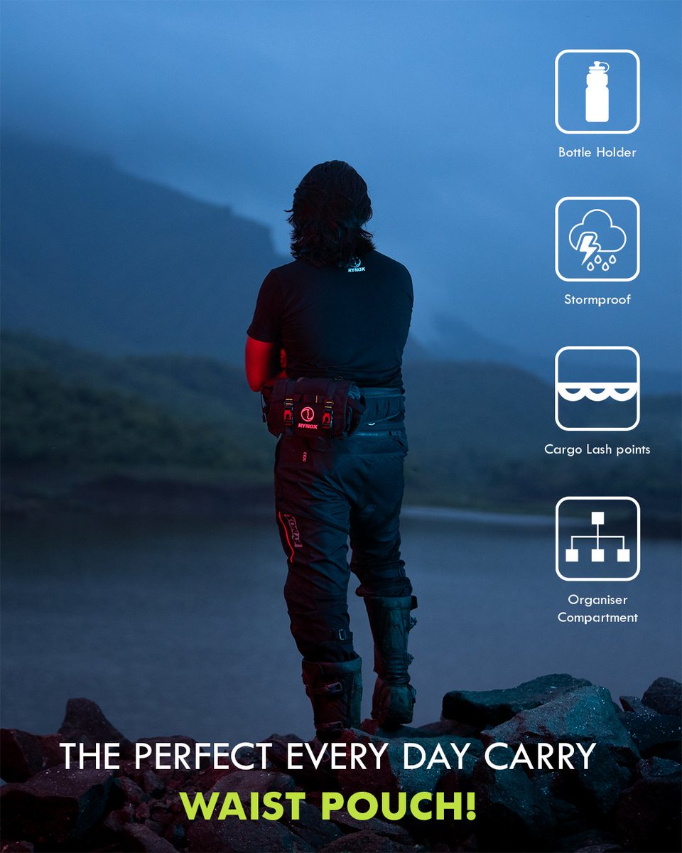 RynoxGears's tweet photo. The Aquapouch Waistpack, is your perfect every day carry pouch with stormproof confidence!
Get yours today: https://t.co/UInQg4aSig
Shop Online: https://t.co/HiZ4a8nxGh
Find Dealers: https://t.co/A0aSakJnI6
#rynox #rynoxgear #Aquapouch #EDC #waistpack #motorsport #moto https://t.co/Qlq5MKujPY