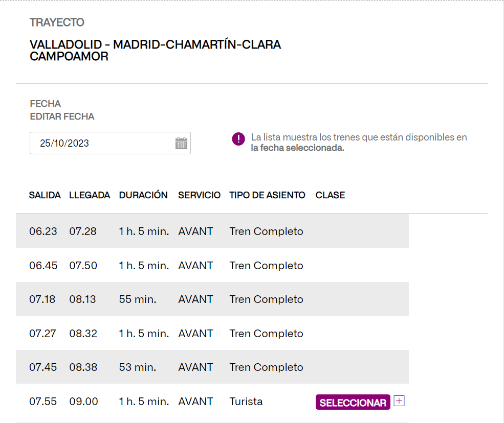 adri1177's tweet photo. ¿Cuando escalará @Renfe @Inforenfe el servicio desde Valladolid para que no haya que reservar con 1 mes de antelación? @AVE_Valladolid https://t.co/pWCvyz6640