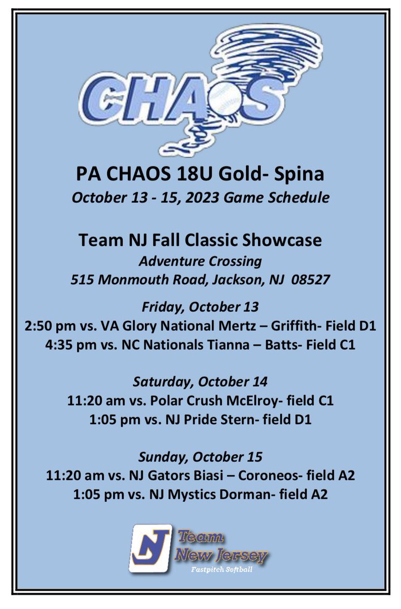 Our first fall tournament is this weekend- TNJ Fall College Showcase- looking forward to getting started!