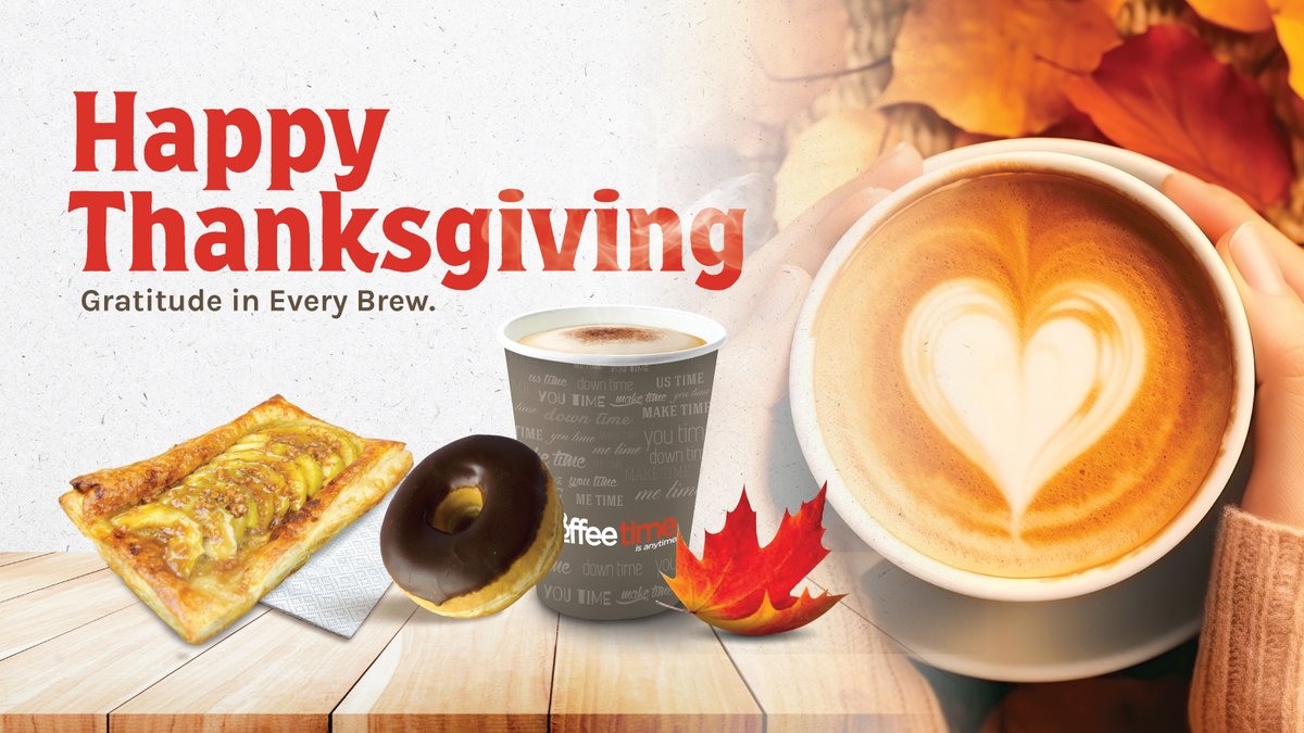 CoffeeTimeCAN's tweet photo. Gratitude is the attitude.
Let's kick off this Thanksgiving long weekend with a cup of thankfulness & a side of coffee ☕️🧡
.
.
.
#CoffeeTime #Thanksgiving #Thankful #Grateful #ThanksgivingLongWeekend #Coffee #Friends #Family #ThanksgivingFeast #PumpkinSpice #AppleTar https://t.co/7FEcG8Ure9