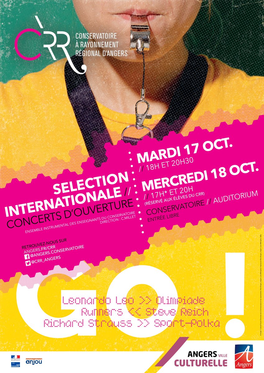 CRR_Angers's tweet photo. En 2023-2024, au Conservatoire, il va y avoir du sport ! Et ça commence avec les concerts d'ouverture. Élèves et profs vous concoctent un programme olympique. 
A vos marques.... Go !
👉 Je réserve mes places gratuites : https://t.co/CHdOT9mQQ3
#CultureAngers https://t.co/rgCiJmEb1E