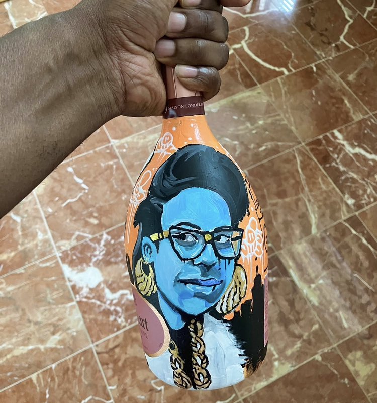 Hand-painted bottle. I love doing custom work! 🙌🏾🖼️🎨✍🏾 Armofcasso.com