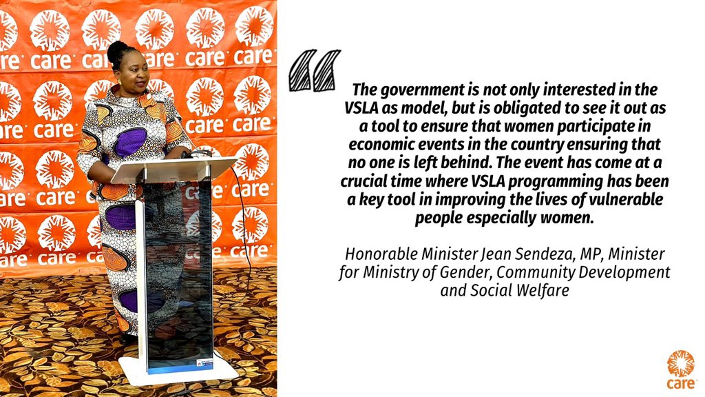 CAREIntMalawi's tweet photo. “The government is not only interested in the #VSLA as model, but is obligated to see it out as a tool to ensure that women participate in economic events in the country ensuring that no one is left behind.” #GlobalVSLALearningEvent https://t.co/tOL04I2ifb